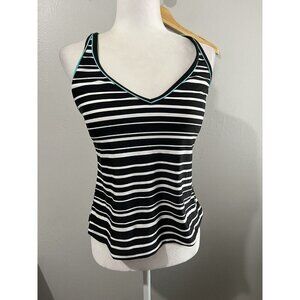 South Point Swimsuit Top Women 12 Striped Tankini Black And White